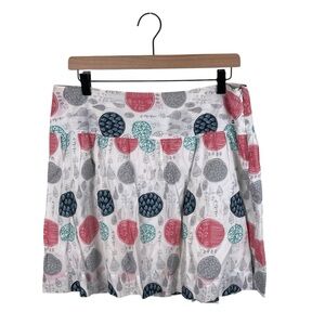 Tommy Hilfiger Women's Cotton Skirt Size 8 White Circle Leaf Print Preppy Retro